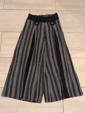 RISING INTERNATIONAL striped cotton palazzo pants S